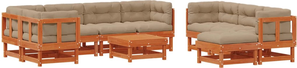 vidaXL Set de lounge pentru grădină 33 pcs Maro Ceară