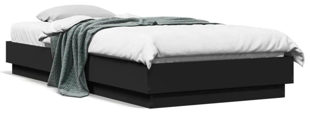 vidaXL Cadru de pat cu lumini LED, negru, 100x200 cm