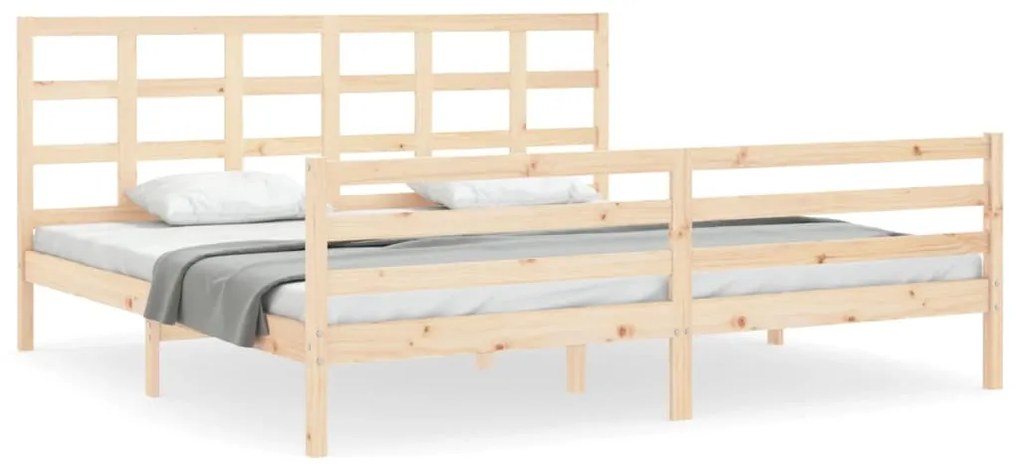 3194006 vidaXL Cadru pat cu tăblie 200x200 cm, lemn masiv de pin