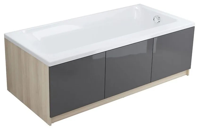 Cada baie incastrata Cersanit Smart, 160 x 80 cm, orientare stanga, alb lucios 1600x800 mm, Stanga