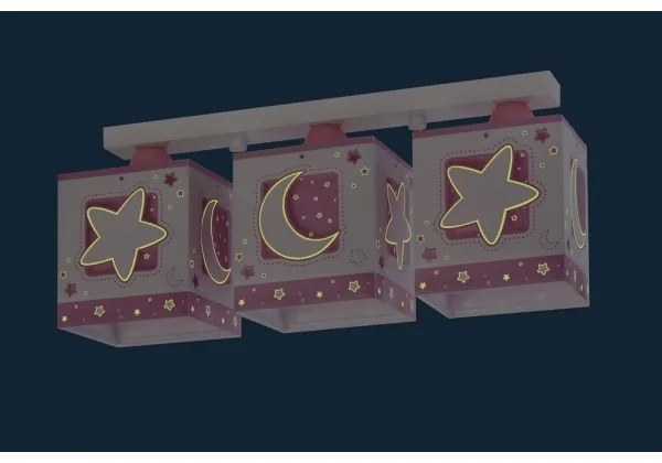 Dalber 63233NS - Plafonieră copii MOON LIGHT 3xE27/60W/230V roz