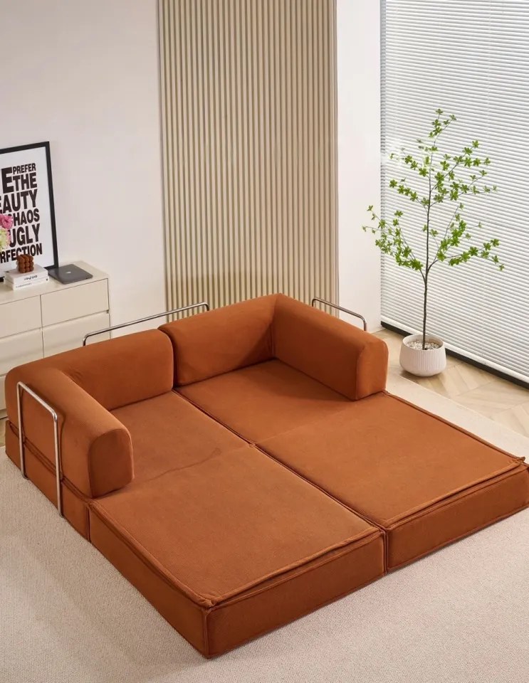 Canapea modulară din memory foam HD – premium, 200x100x70 cm, configurabilă în mai multe moduri (Culoare: Bej)