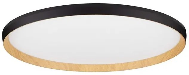 Plafoniera LED design decorativ VOMOS negru/lemn D-60cm
