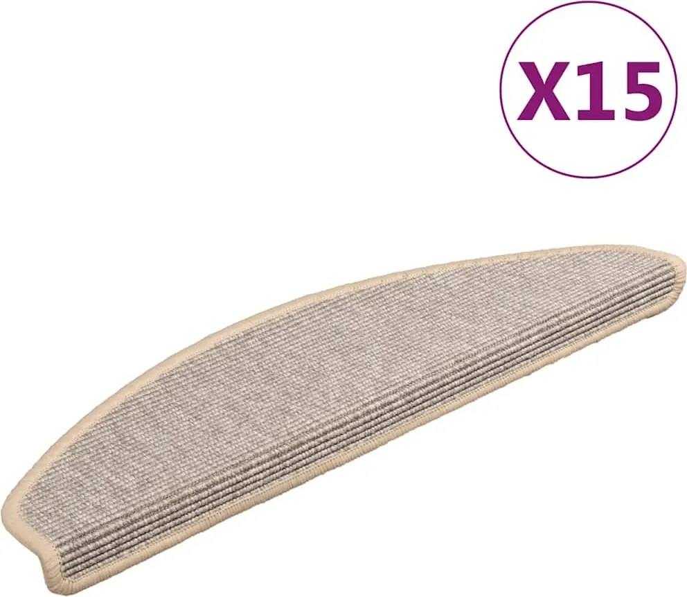 vidaXL Covorașe scări, 15 buc., 65x21x4 cm, semirotunde, argintii, mari