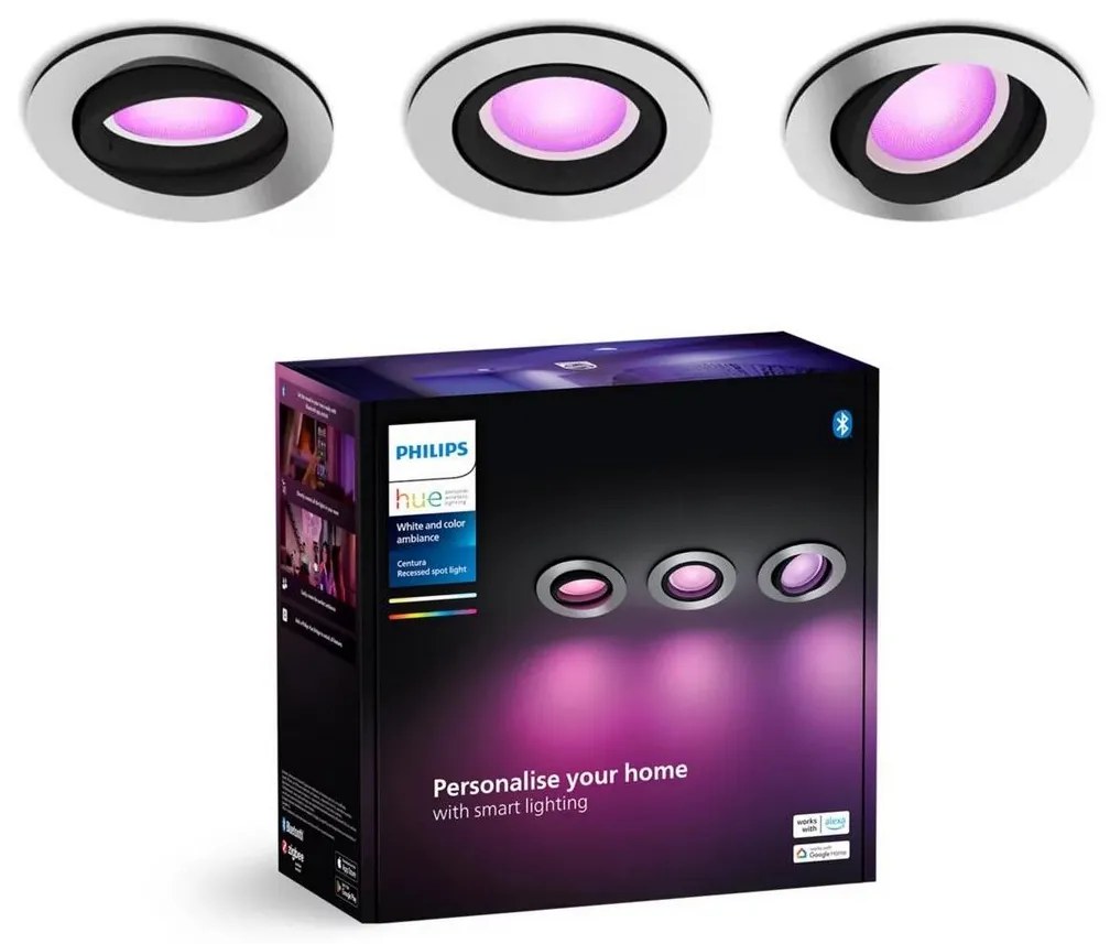 SET 3x corp de iluminat LED RGBW încastrat dimabil Philips Hue CENTURA 1xGU10/4,2W/230V