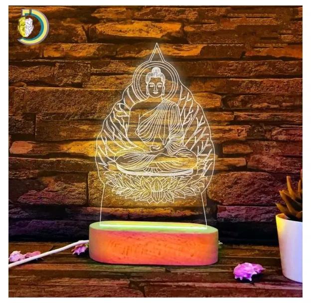 Lampa 3D LED - Buddha -alba