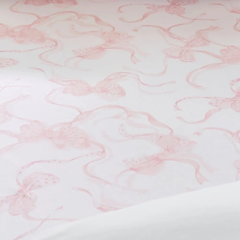 Cearceaf alb-roz cu elastic 90x190 cm Bow – Catherine Lansfield