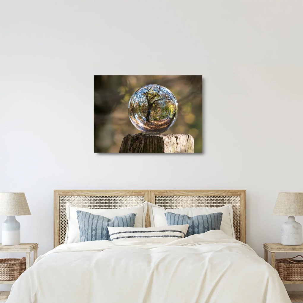Tablou pe sticlă - Reflecție intr-o sferă transparentă (70x50 cm)