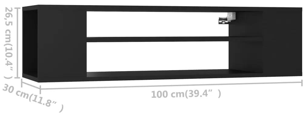 Dulap TV suspendat, negru, 100x30x26,5 cm, PAL 1, Negru
