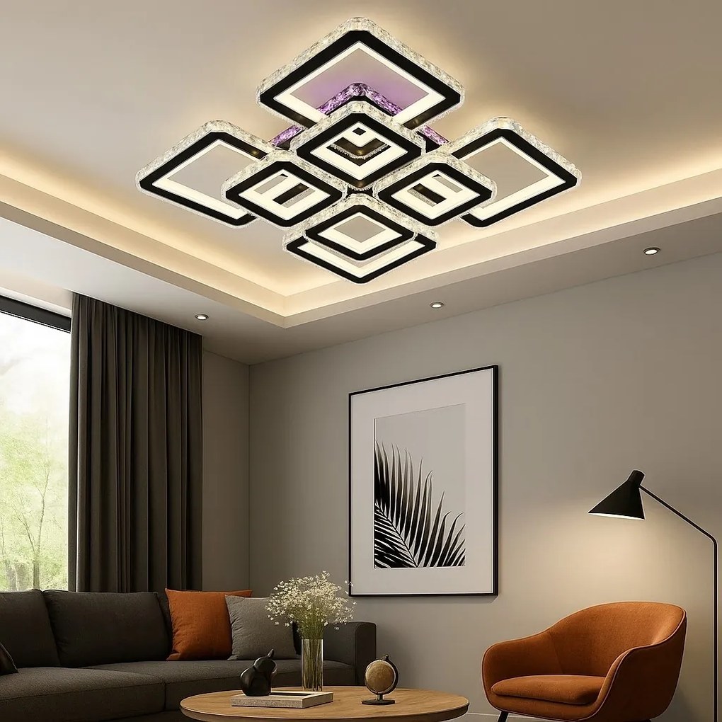 💡 Lustra LED L7965/4+4CZ BK+CR – Eleganță Modernă cu Cristale și Control Complet