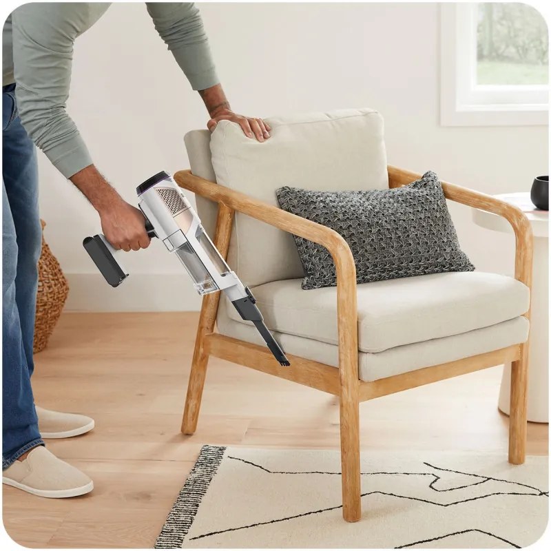 Aspirator vertical Shark IW3612EUT, 240W, 0.42 l, 3 moduri, 3 trepte, 3 atasamente, Afisaj LED, Senzori pentru detectarea murdăriei invizibile, Autonomie pana la 60 min, Alb/Galben