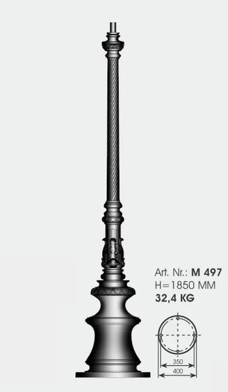 Stalp iluminat exterior din fier forjat, inaltime 247cm, AL 6784