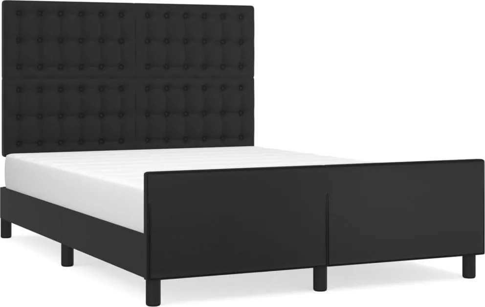vidaXL Cadru de pat cu tăblie, negru, 140x190 cm, piele ecologică