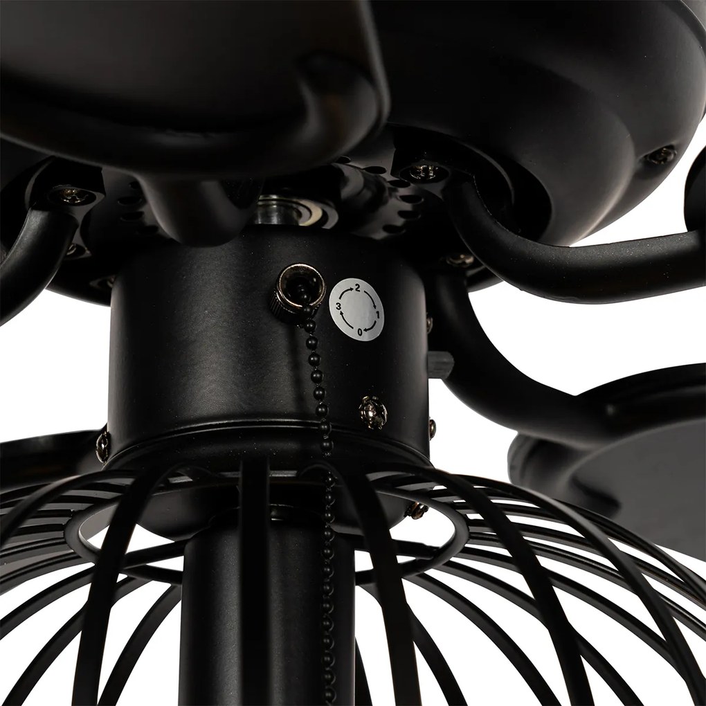 Ventilator de tavan negru cu imprimeu lemn 107,5 cm cu comutator cu lanț - Mistral Johanna