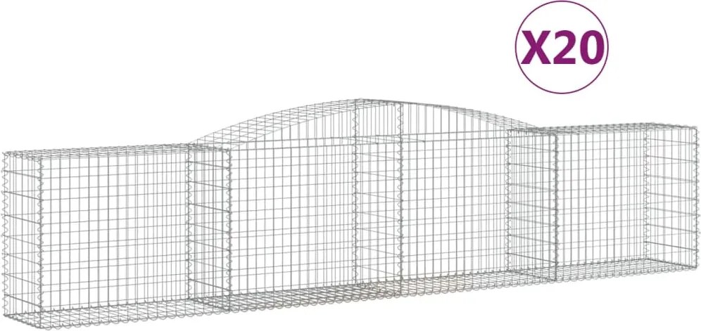 vidaXL Coșuri gabion arcuite 20 buc, 400x50x80/100 cm, fier galvanizat