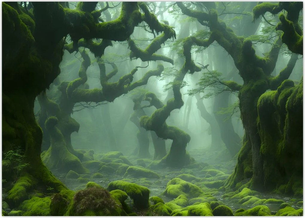 Tablou - O pădure acoperită de mușchi (70x50 cm)