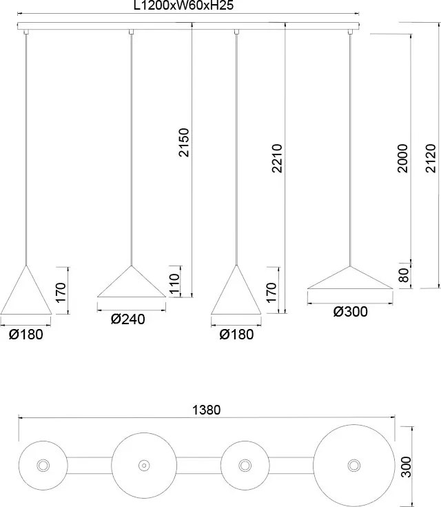 Lustra LED suspendata stil minimalist CONO 4L