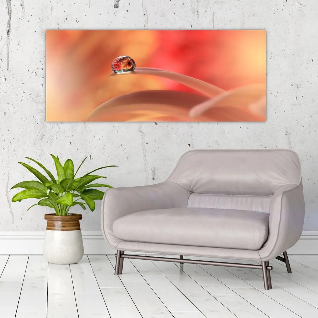 Tablou picăturii de rouă pe floare (120x50 cm)