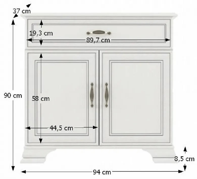 Comoda 2D1S cu sertar, PAL melaminat, woodline crem, TIFFY 07