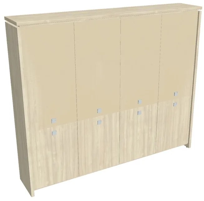 Dulap înalt Verno 248 x 46 x 210 cm, uși combinate, salcâm / vanilie