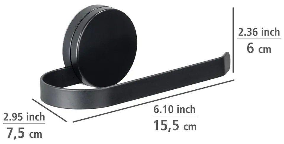 Suport pentru hârtia de toaletă Wenko Static-Loc® Pavia, negru