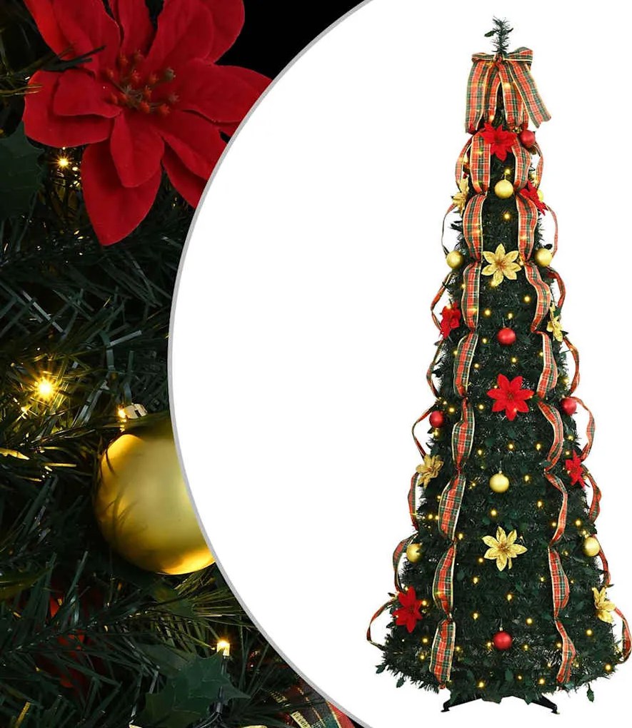 vidaXL Brad de Crăciun artificial cu 150 LED Verde 185 cm PVC