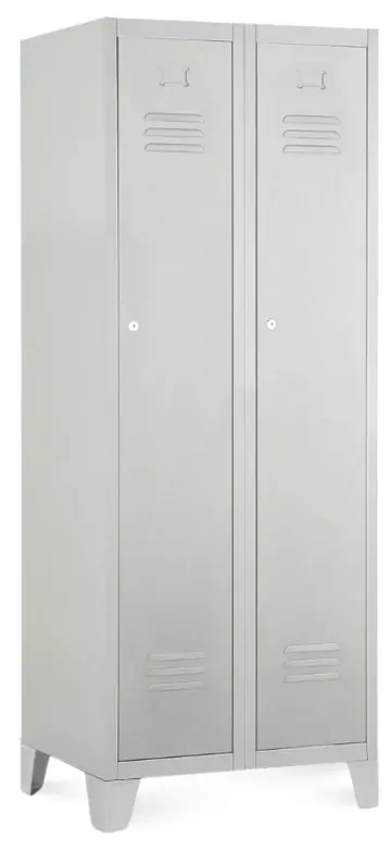 Dulap metalic, 60 x 50 x 160 cm, picioare fixe, încuietoare cilindrică, gri deschis - ral 7035