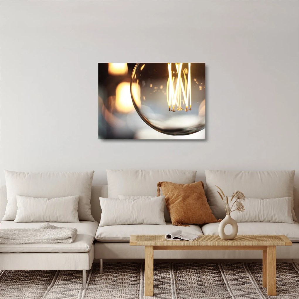 Tablou pe sticlă cu becul aprins (70x50 cm)