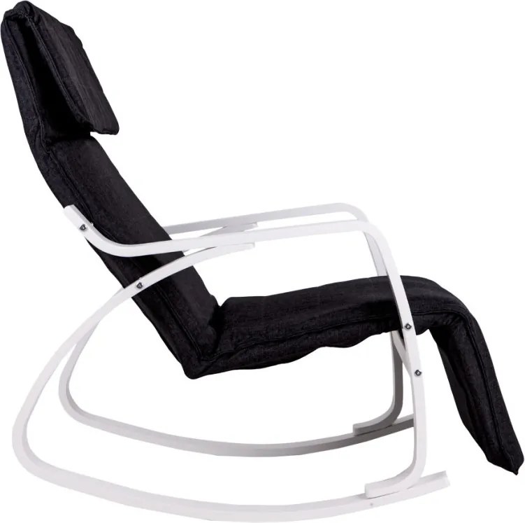 Scaun balansoar alb negru cu suport pentru picioare reglabil