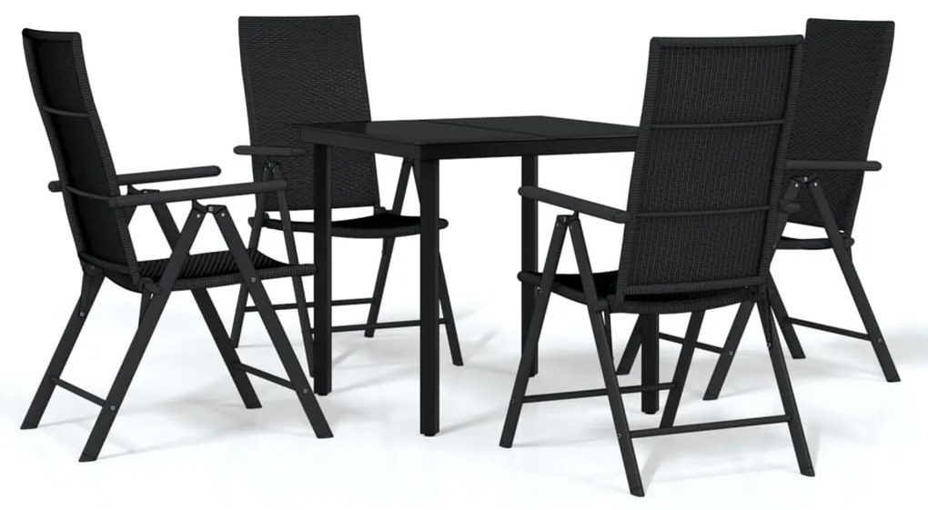 3099102 vidaXL Set de mobilier pentru grădină, 5 piese, negru