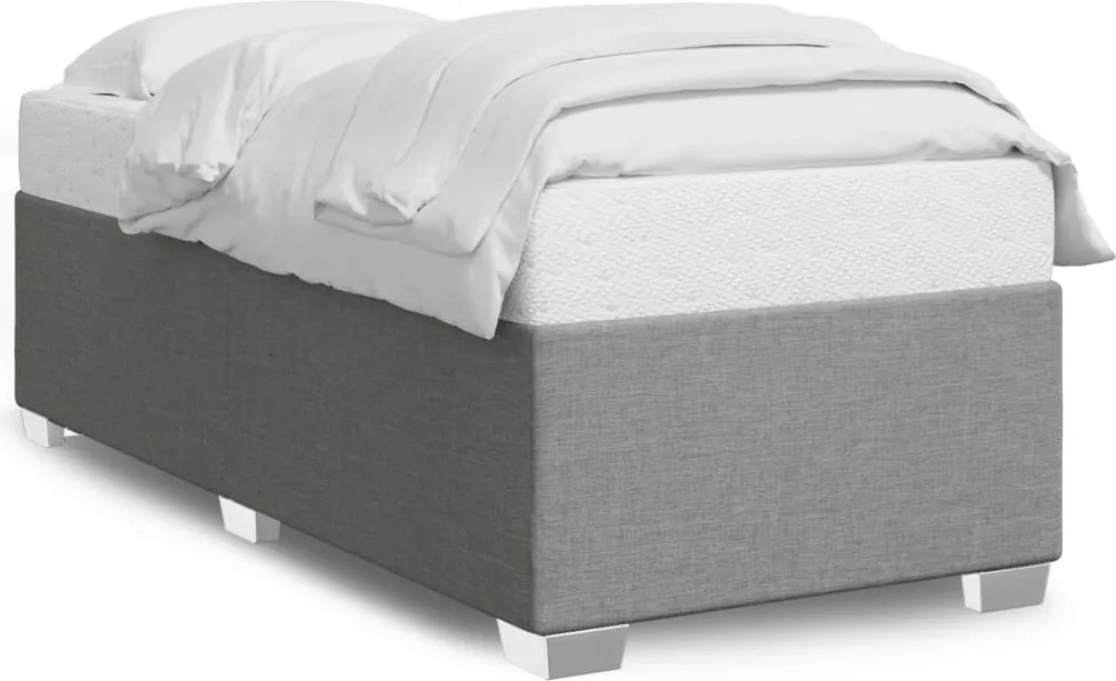 vidaXL Cadru de pat fără saltea, gri deschis, 90x190 cm, textil