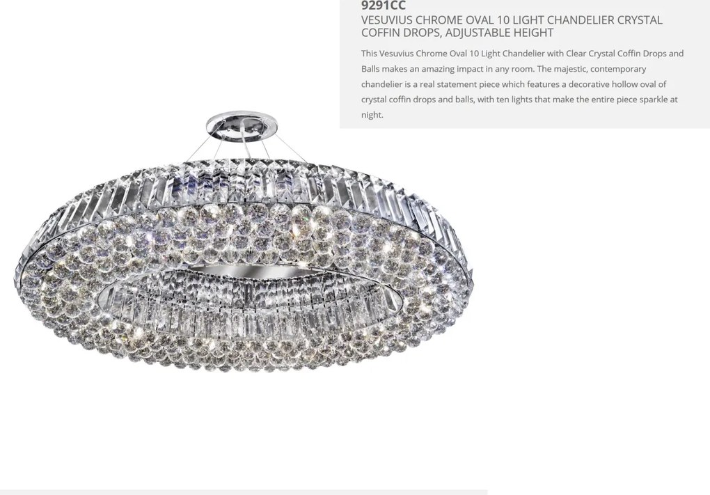 Lustra ovala design LUX cristal Vesuvius 10L