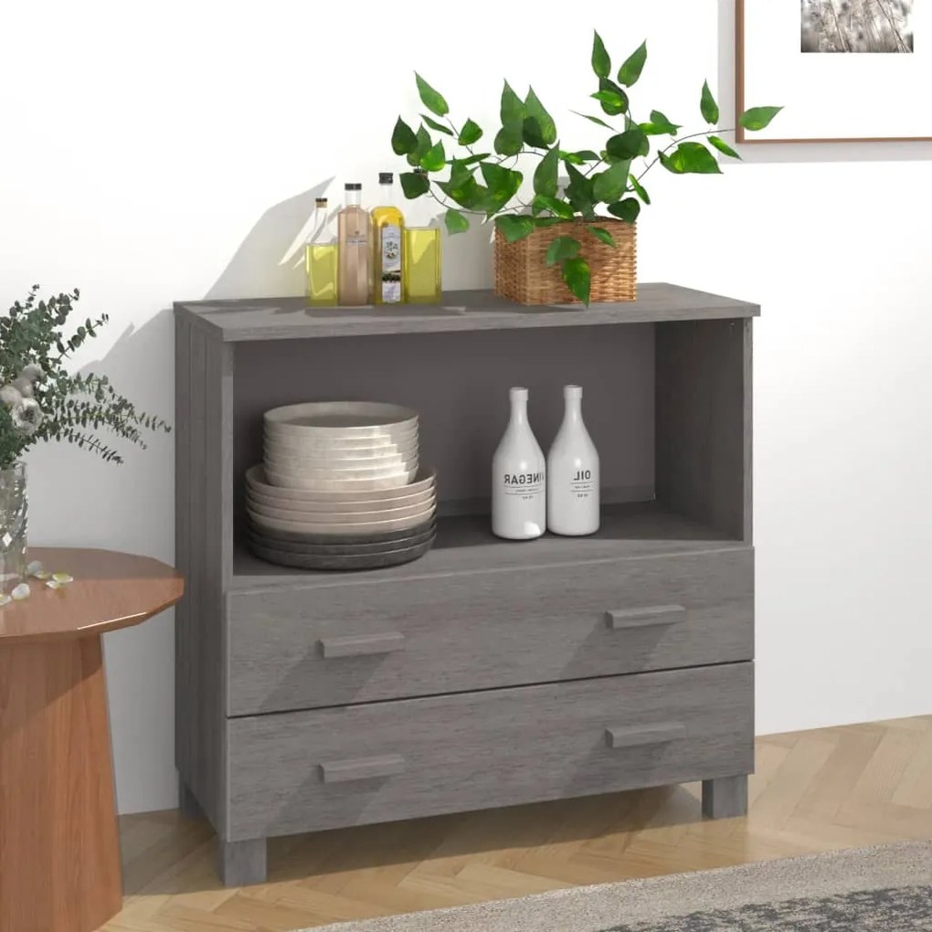 Servantă, gri deschis, 85x35x80 cm, lemn masiv de pin