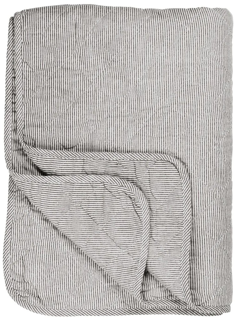 Patura alba din bumbac cu dungi gri 130x180 cm