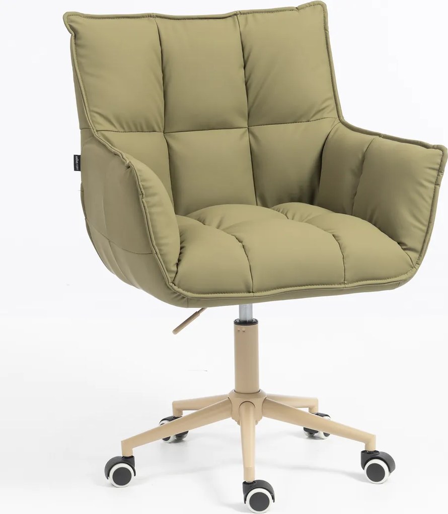 HR560K Scaun Khaki Piele Ecologica Premium Soft cu Bază Crem