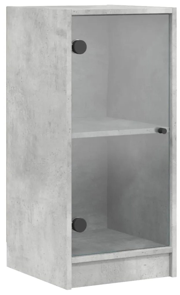 836402 vidaXL Dulap lateral cu uși din sticlă, gri beton, 35x37x75,5 cm