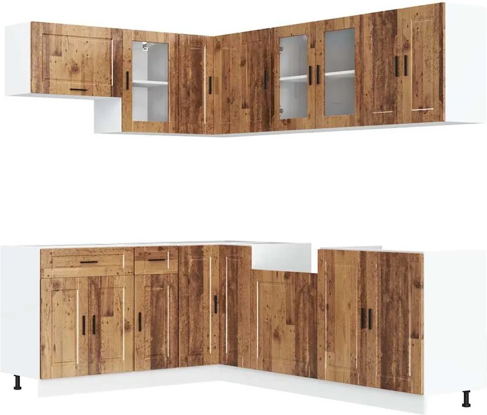 vidaXL Set de dulapuri de bucătărie 11 piese „Porto” Lemn vechi lemn