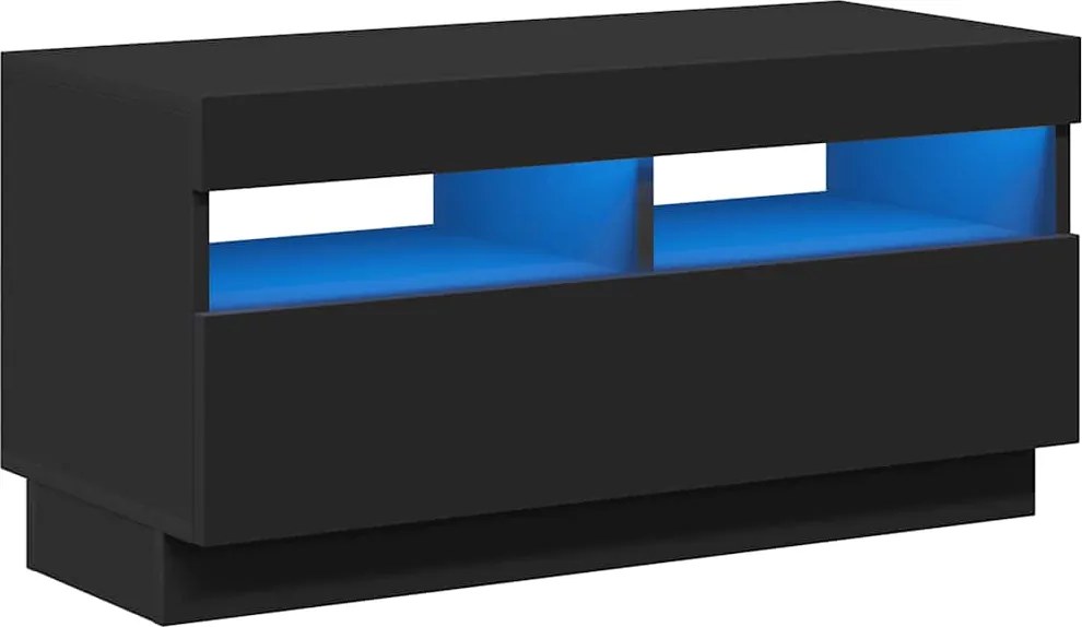 vidaXL Comodă TV cu lumini LED, negru, 80x35x40 cm
