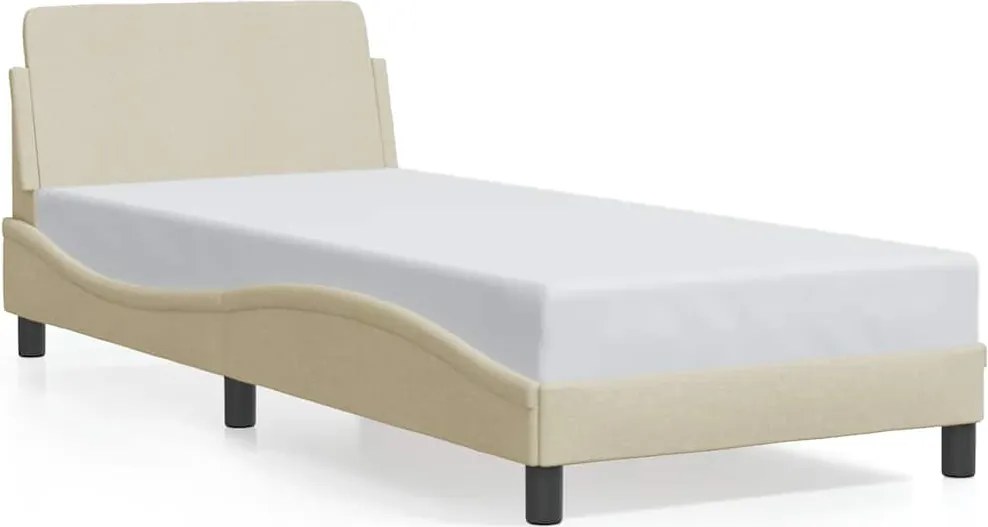 vidaXL Cadru de pat cu tăblie, Dover, crem, 90x200 cm, textil