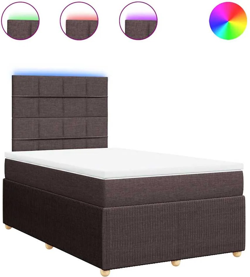 vidaXL Pat box spring cu saltea, maro închis, 120x190 cm, textil