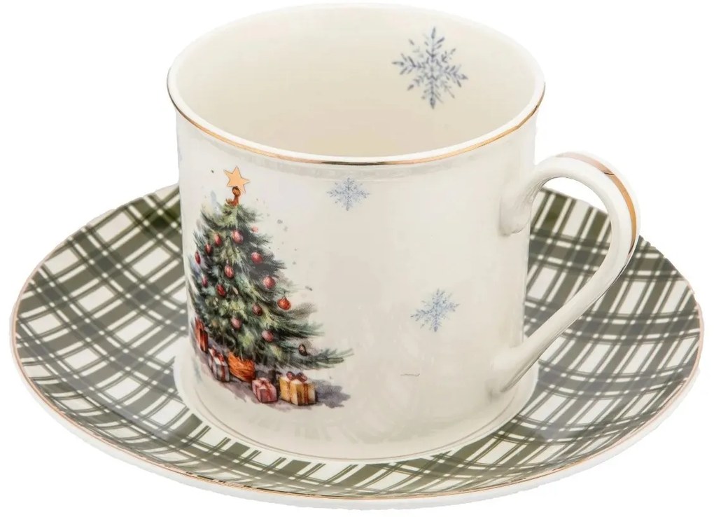 Altom Ceasca de porțelan cu farfurioară ChristmasTree 260 ml