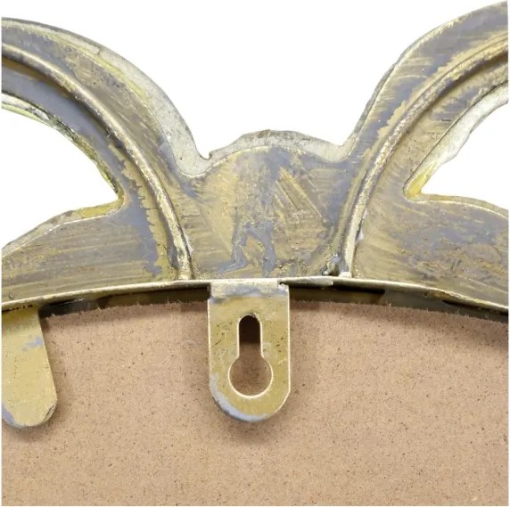 Oglindă decorativă din metal cu finisaj auriu antichizat, cu decor tip panglică, 95x56x4 cm, „Éloise"
