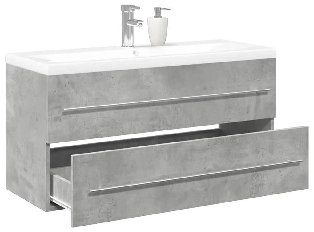 vidaXL Set mobilier de baie, 2 piese, gri beton, lemn compozit