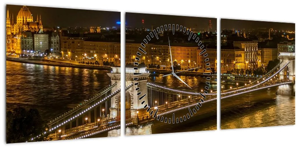 Tablou orașului nocturn (cu ceas) (90x30 cm)