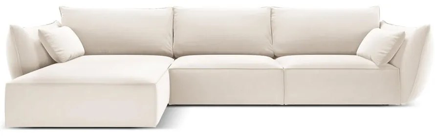 Colțar bej cu tapițerie din catifea (cu colț pe partea stângă, cu șezlong) Vanda – Mazzini Sofas