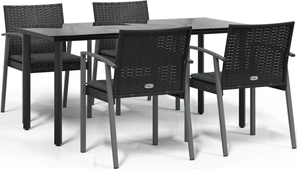 vidaXL Set mobilier de grădină cu perne, 5 piese, poliratan și oțel