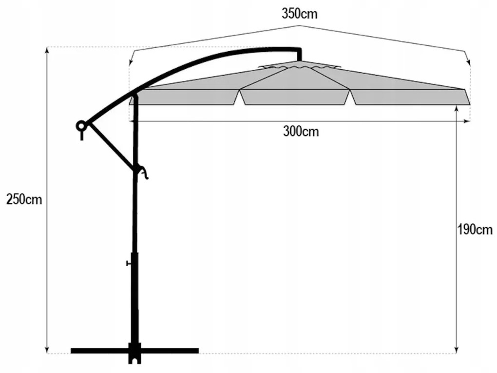 Umbrela de soare pliabila pentru gradina ARCADIA 300 cm, gri