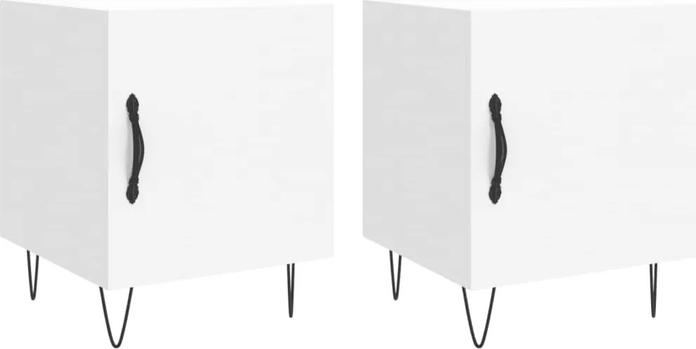 vidaXL Noptiere, 2 buc., alb, 40x40x50 cm, lemn compozit