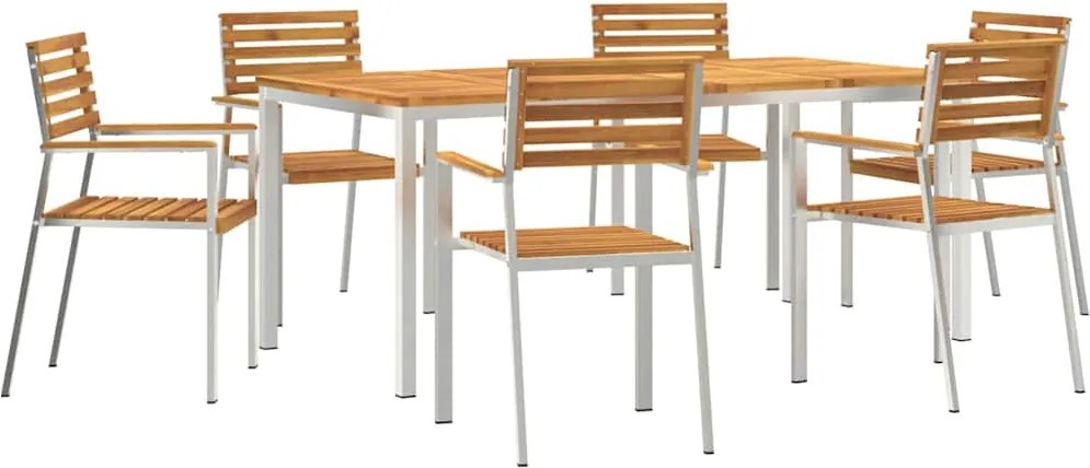 vidaXL Set de masă pentru grădină 7 pcs Maro Lemn Solid de Acacia