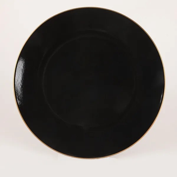 Set veselă 44 piese, negru/auriu, din ceramică tip stoneware